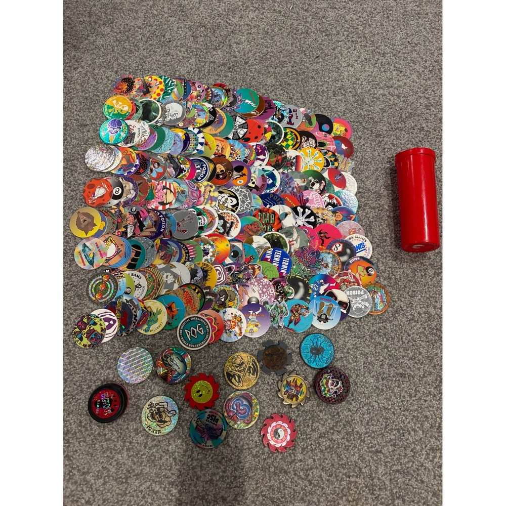 Lot of around 200 pogs/ milk caps and slappers 1990 vintage
